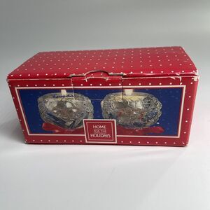 Crystal Glass Snowball Votives Candle Set‎ of 2  Made In Italy Royal Limited Box